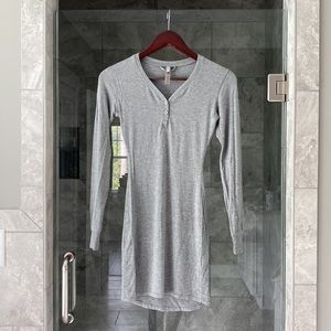 SKIMS Heather Gray Long Sleeve Henley Dress